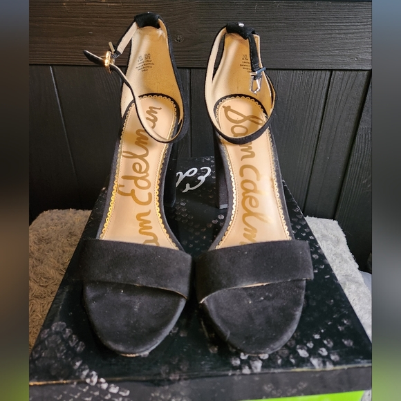 Sam Edelman Yaro Block Heel Sandal in Black Suede - Picture 2 of 5